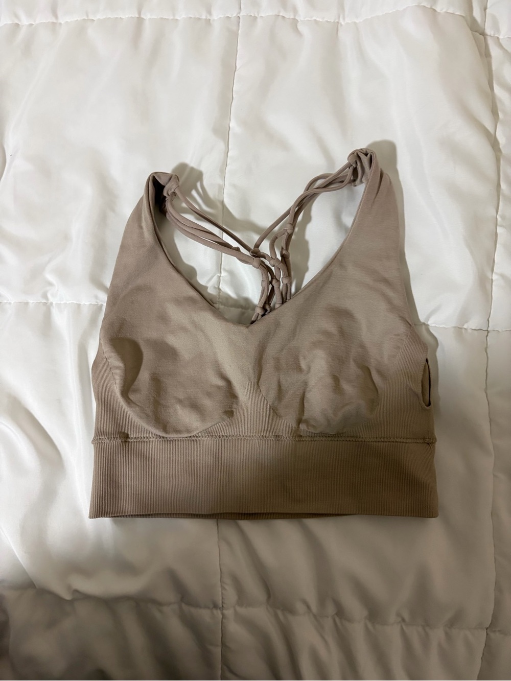 Soft Support Strappy Sports Bralette - Taupe